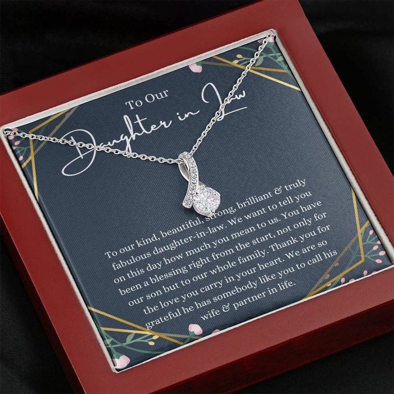 To Our Daughter-In-Law Necklace Gift On Wedding Day, Future Daughter In Law Wedding Gift, Bride Gift From Mother & Father In Law, Alluring Beauty Necklace