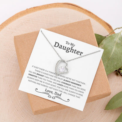 Daughter Necklace - Braver, Stronger, Smarter and Loved more than you know - Gold Forever Love Necklace