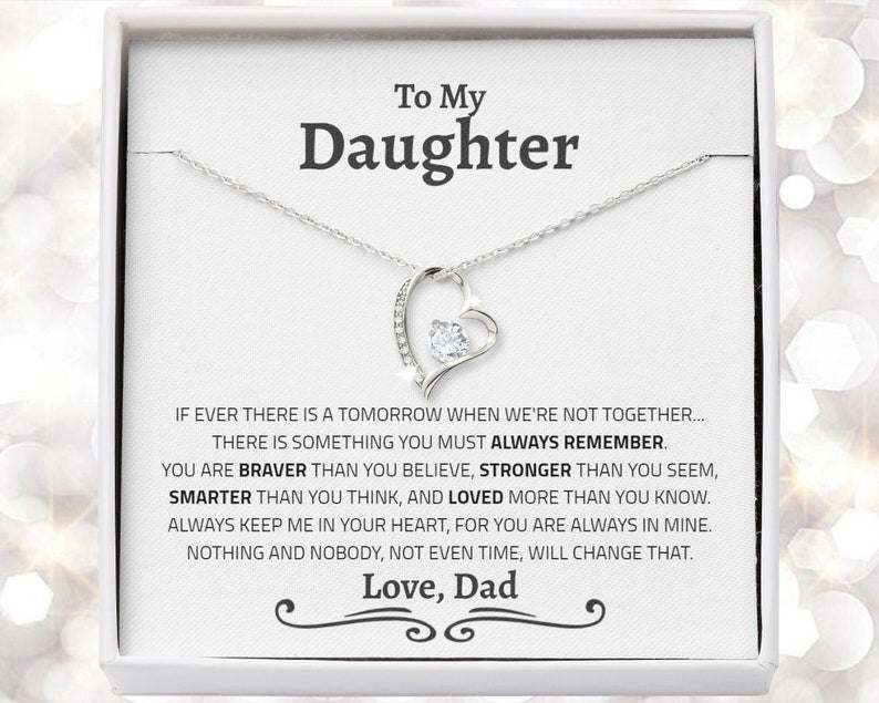 Daughter Necklace - Daughter Gift From Dad - Gold Forever Love Necklace Birthday Graduation Wedding Anniversary Gift