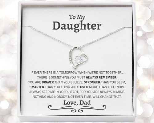 Daughter Necklace - Braver, Stronger, Smarter and Loved more than you know - Gold Forever Love Necklace