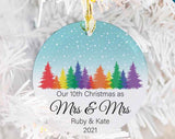 Our Christmas As Mrs & Mrs Lesbian Custom Ornament, Lesbian Married Ornament, Lesbian Wife Wedding Christmas Gift, Xmas Anniversary Ornament