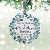 Personalized Anniversary Gift,Wedding Ornament -Just Married Gifts,Christmas Tree Ornament -Our First Christmas Married-Anniversary Keepsake