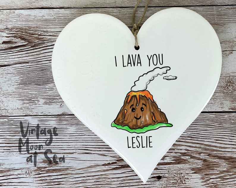 Volcano I Lava You Wood And Resin Ornament | Wedding Gift | First Married Christmas | Personalized Anniversary Gift