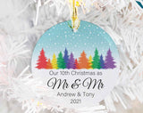 Lgbtq Our Christmas Mr & Mr Custom Rainbow Tree Ornament, Gay Married Couple, Gay Wedding Decor, Anniversary Ornament, Gay Husband Xmas Gift