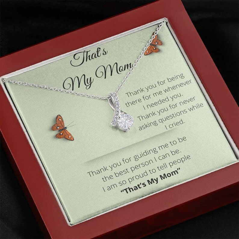 Jewelry, necklace, Message Card, Mother's Day Gift, That's My Mom, 3D Butterfly, Alluring Beauty Necklace To Mom From Daughter, Son