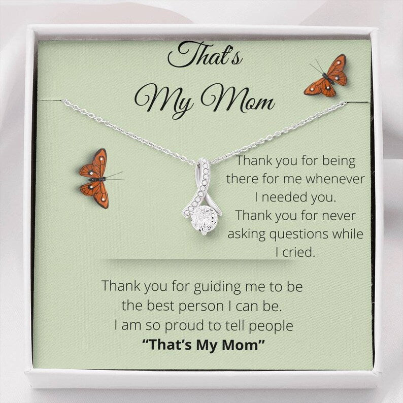 Jewelry, necklace, Message Card, Mother's Day Gift, That's My Mom, 3D Butterfly, Alluring Beauty Necklace To Mom From Daughter, Son