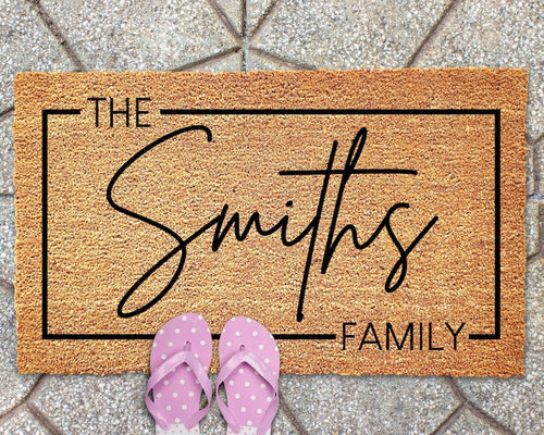 Personalized Welcome Mat Custom Door Mat Family Name Doormat Housewarming Gift Wedding Gift Welcome Doormat