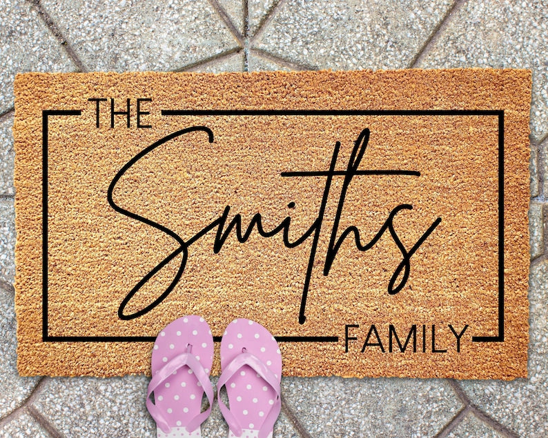 Personalized Welcome Mat Custom Door Mat Family Name Doormat Housewarming Gift Wedding Gift Welcome Doormat
