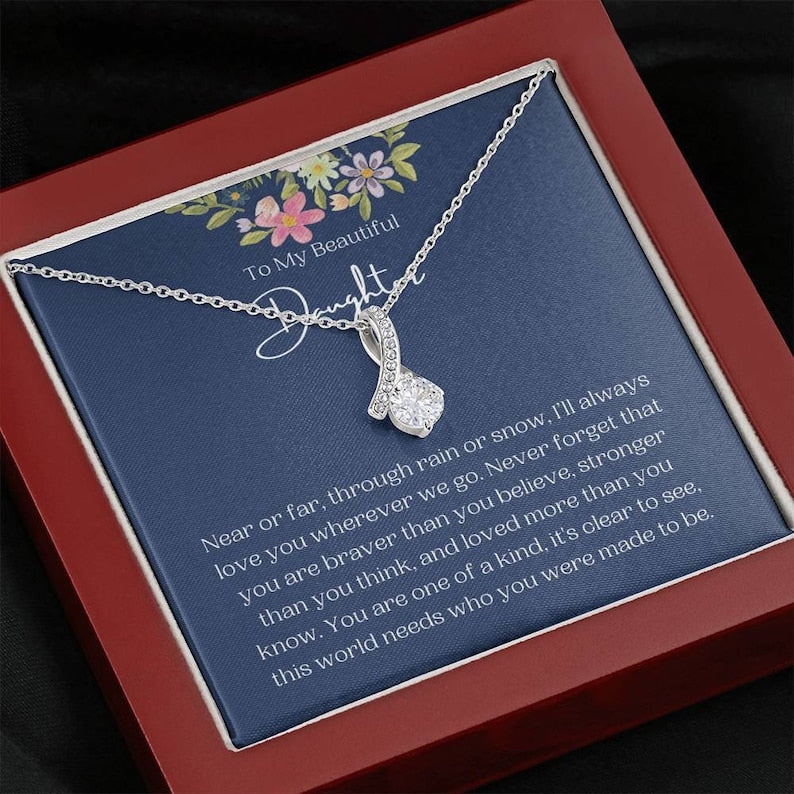 To My Beautiful Daughter Alluring Beauty Necklace, Daughter Gifts From Dad, Mom To Daughter Present, Daughter Graduation, Daughter Mother's Day