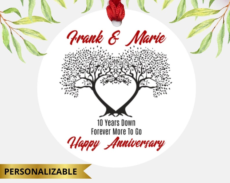 10 Years Anniversary Christmas Ornament, 10Th Anniversary Keepsake, 10Th Anniversary, Custom Anniversary Ornament, 10Th Wedding Anniversary