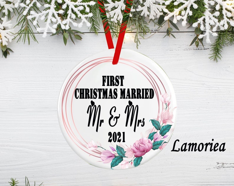 Wedding Bauble, First Christmas Married Ornaments, Personalised Couples Bauble, First Christmas, Wedding Couple Gift, Anniversary Ornament