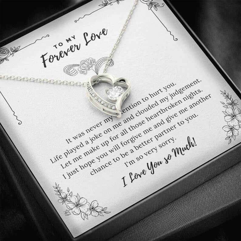 To My Forever Love Necklace With message card, Valentine Birthday Anniversary Gift to Wife Soulmate Girlfriend From boyfriend Husband.