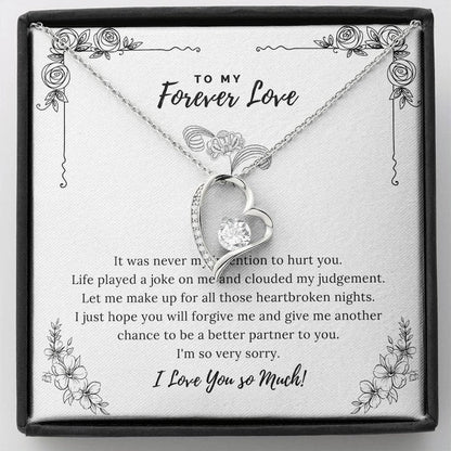 To My Forever Love Necklace With message card, Valentine Birthday Anniversary Gift to Wife Soulmate Girlfriend From boyfriend Husband.