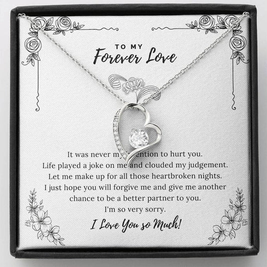 To My Forever Love Necklace With message card, Valentine Birthday Anniversary Gift to Wife Soulmate Girlfriend From boyfriend Husband.