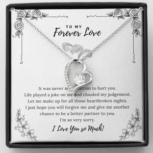 To My Forever Love Necklace With message card, Valentine Birthday Anniversary Gift to Wife Soulmate Girlfriend From boyfriend Husband.