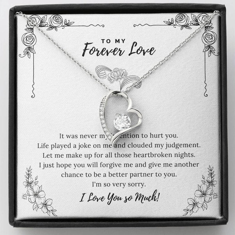 To My Forever Love Necklace With message card, Valentine Birthday Anniversary Gift to Wife Soulmate Girlfriend From boyfriend Husband.