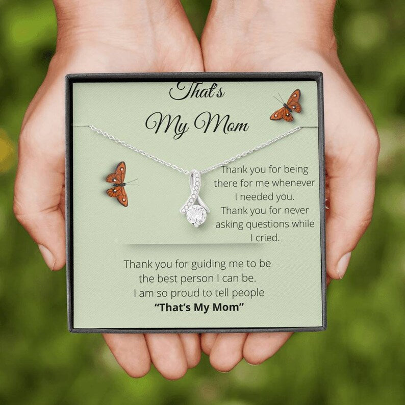 Jewelry, necklace, Message Card, Mother's Day Gift, That's My Mom, 3D Butterfly, Alluring Beauty Necklace To Mom From Daughter, Son