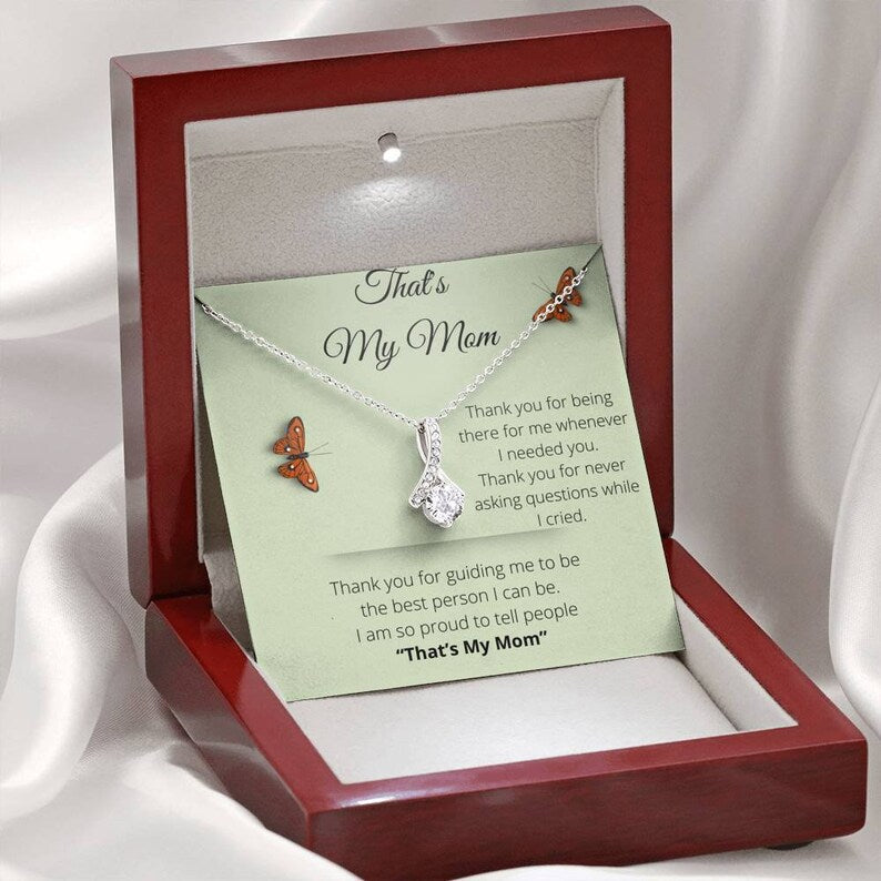 Jewelry, necklace, Message Card, Mother's Day Gift, That's My Mom, 3D Butterfly, Alluring Beauty Necklace To Mom From Daughter, Son