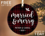 First Christmas Married Ornament, Personalized Marriage Keepsake, Custom Married Couple Ornament, Mr And Mrs Ornament, Anniversary Ornament