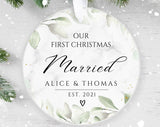 Our First Christmas Married, Personalised Ceramic Decoration, Christmas Ornament , Personalized  Christmas Ornament, Wedding Keepsake