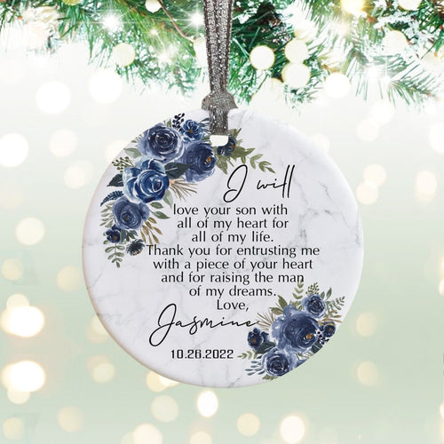 Personalised Mother Of Groom Bride Thank You From Bride Groom Quote Floral Ceramic Round Decoration Ornament Wedding Keepsake-Wo005