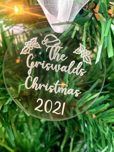 Custom Engraved Acrylic Christmas Ornament - Add Your Own Custom Details - Custom Holiday Ornament - Custom Christmas Ornament Gift