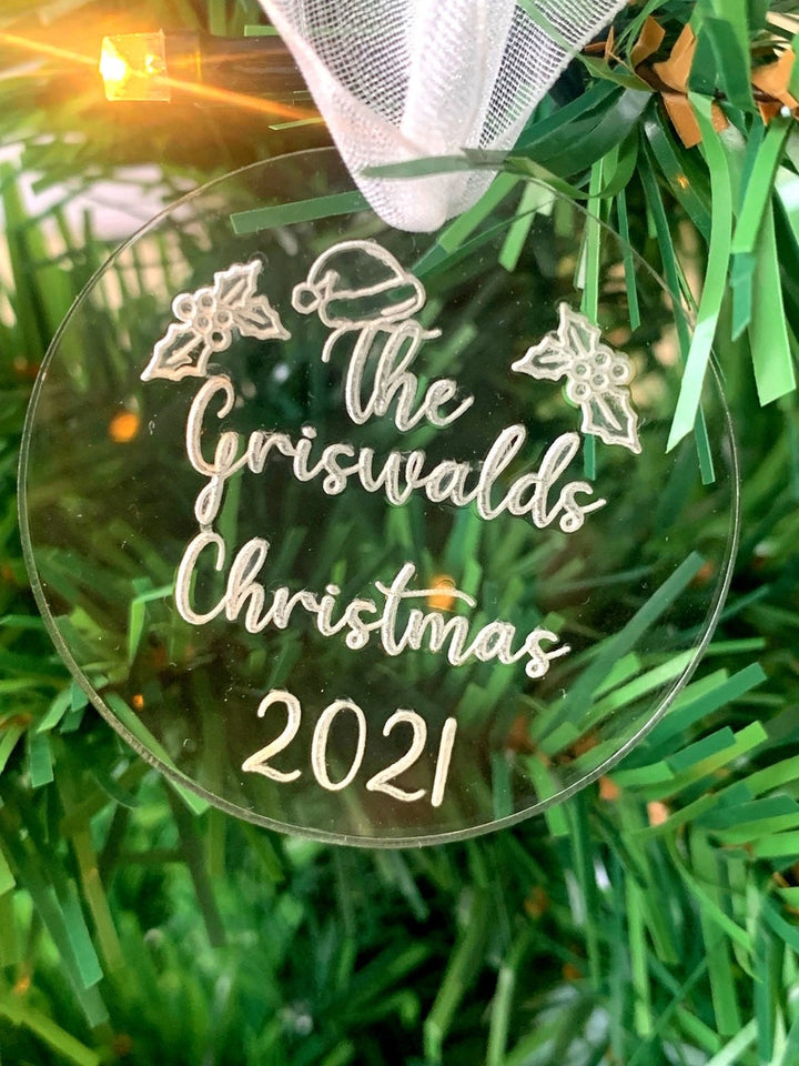 Custom Engraved Acrylic Christmas Ornament - Add Your Own Custom Details - Custom Holiday Ornament - Custom Christmas Ornament Gift