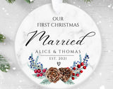 Our First Christmas Married, Personalised Ceramic Decoration, Christmas Ornament , Personalized  Christmas Ornament, Wedding Keepsake