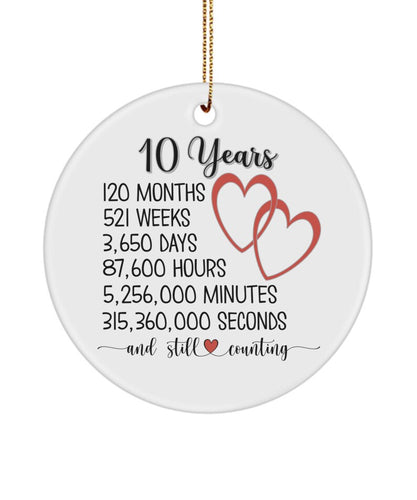 10 Year Anniversary Ornament For Husband Wife Boyfriend Girlfriend Romantic 10Th Wedding Anniversary Gifts For Couples Ten Years Together