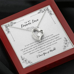 To My Forever Love Necklace With message card, Valentine Birthday Anniversary Gift to Wife Soulmate Girlfriend From boyfriend Husband.