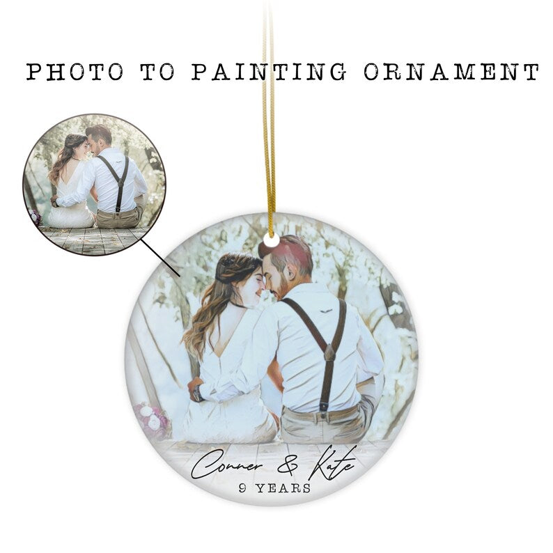 Anniversary Ornament | 9Th Wedding Anniversary Gift | 9 Year Anniversary Christmas Ornament | Personalized Anniversary Gift For Couples