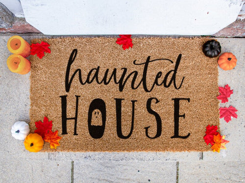 Haunted House Doormat - Funny Doormat - Welcome Doormat - Halloween Decor - Porch Decor - Fall Decor - Halloween