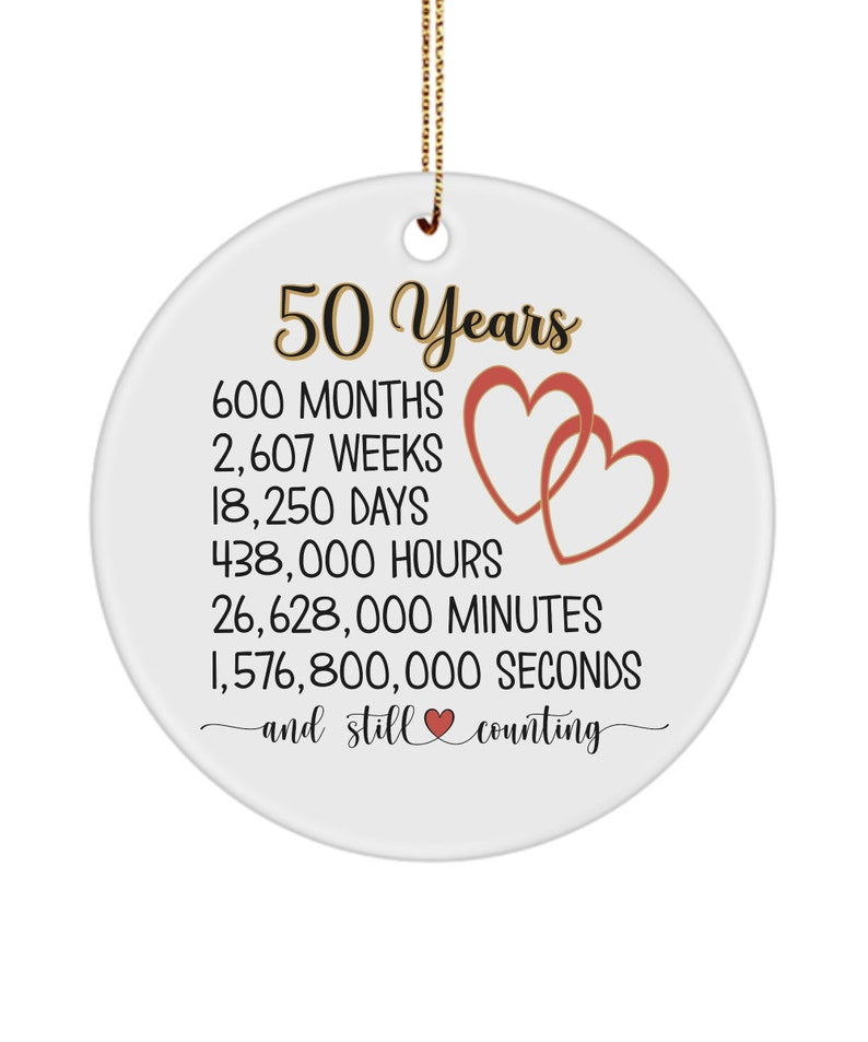 50Th Anniversary Ornament For Husband Wife Romantic 50 Golden Wedding Celebration Gift For Couples Parents Anniversary Gift For Grandparents