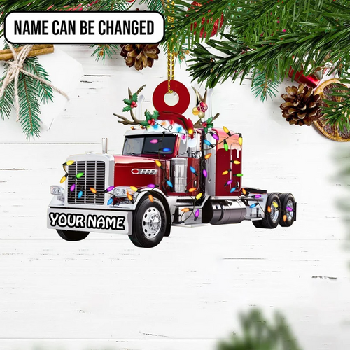 Trucker Truck Christmas Ornament, Trucker Ornament, Trucker Christmas Light, Personalized Truck Ornament