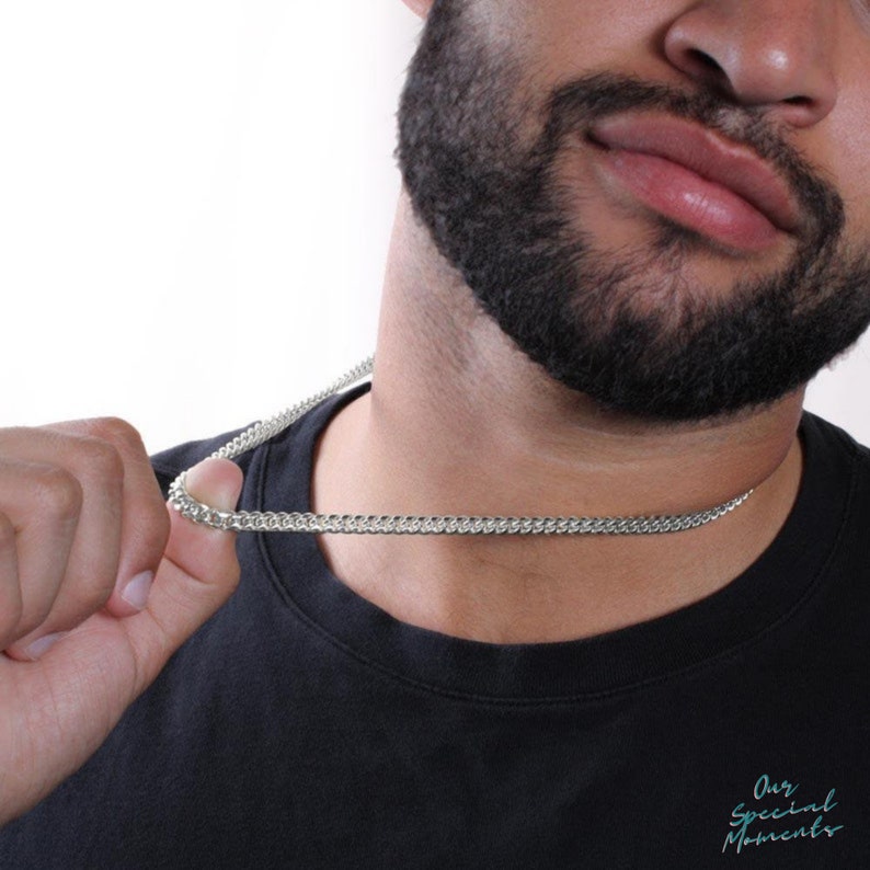 To My Son Necklace Gift From Mom, Never Feel That You Are Alone, Cuban Link Chain Necklace