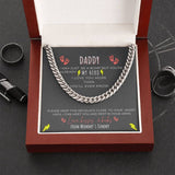 Daddy Necklace Gift Fathers Day Necklace Gift New Dad Cuban Link Chain - I may just be a bump but you're already My Hero I love you LX123B