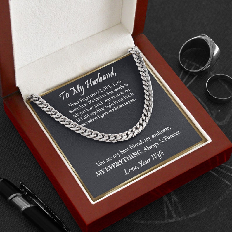 To My Husband Cuban Chain Necklace, Anniversary Gift For Husband, Husband Gift From Wife, Husband Birthday, Valentines Day Gift For Husband
