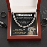 Anniversary Gift for Husband, Always Beside You Forever Love You DaBass Husband Necklace from Wife, Cuban Link Necklace