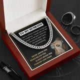 Anniversary Gift for Husband, Always Beside You Forever Love You DaBass Husband Necklace from Wife, Cuban Link Necklace