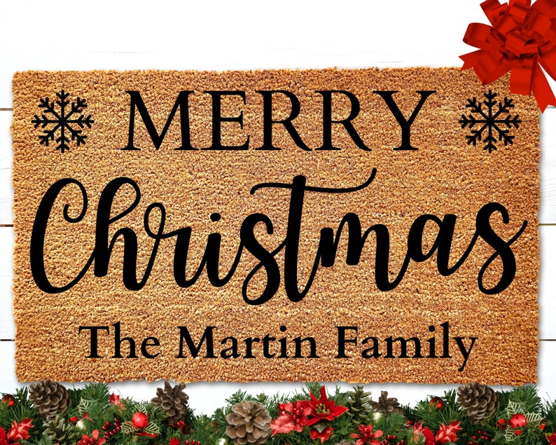 Merry Christmas Doormat Custom Christmas Doormat Christmas Welcome Mat Christmas Door Mat Family Name Doormat