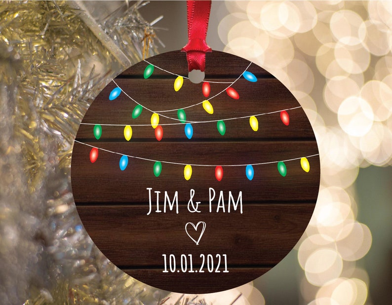 Personalized Twinkle Light Couples Christmas Ornament, Customizable Engagement Gifts, Couples Ornament, Couples Gift, Anniversary Gift