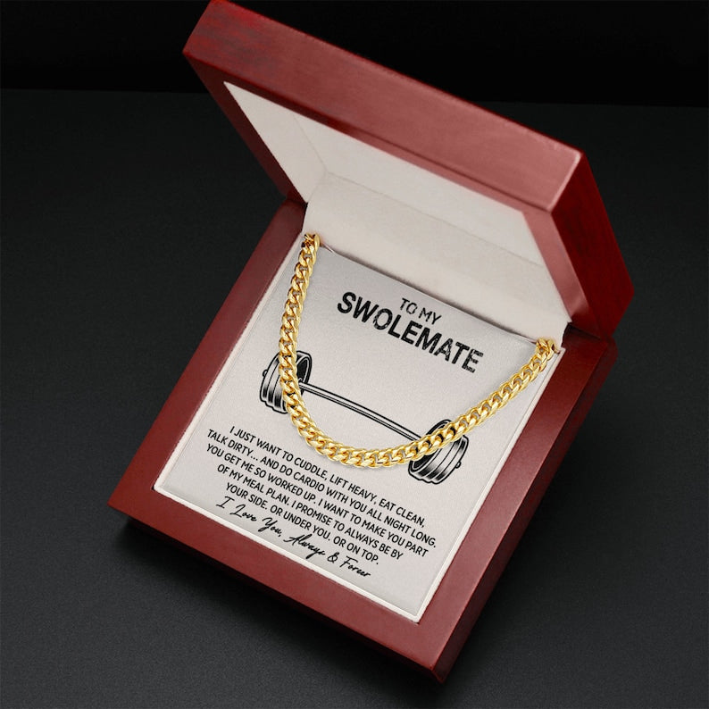 To My Swolemate Cuban Necklace, Man Jewelry, Valentine Gift For Man, From His Swolemate, Best Birthday Gift For Man