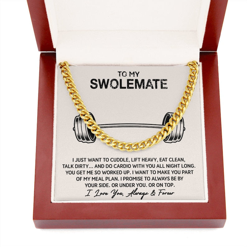 To My Swolemate Cuban Necklace, Man Jewelry, Valentine Gift For Man, From His Swolemate, Best Birthday Gift For Man
