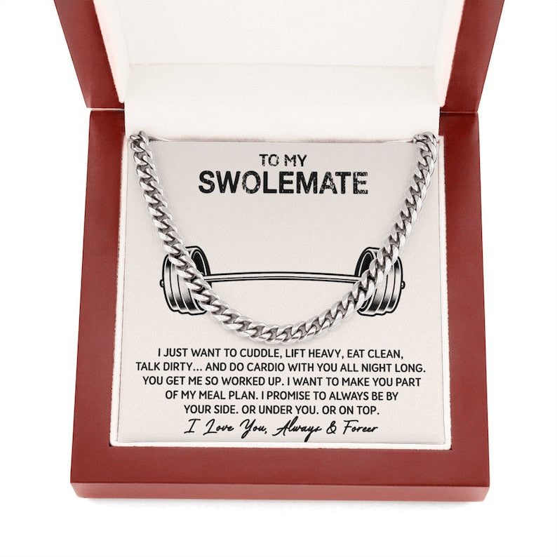To My Swolemate Cuban Necklace, Man Jewelry, Valentine Gift For Man, From His Swolemate, Best Birthday Gift For Man
