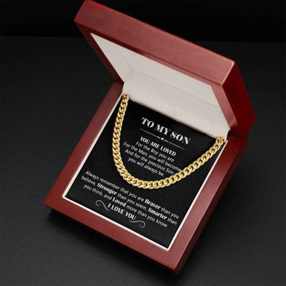 Cuban Chain Necklace For Son From Mom, Son Birthday Gift With Message Card, To Son Gift From Dad, Christmas Gifts  For Son, Unique Gift.