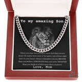 To My Son Necklace Gift From Mom, Never Feel That You Are Alone, Cuban Link Chain Necklace