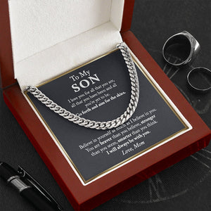 To My Son Cuban Link Chain Necklace - Believe in yourself as much as I believe in you Keepsake Gift For Son, Birthday Gift For Son From Mom,  Son Graduation, Son Birthday LX125J