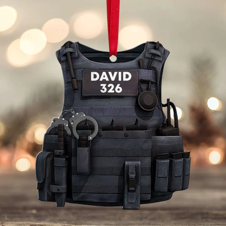 Police Bulletproof Vest Personalized Ornament- Two Sided Ornament