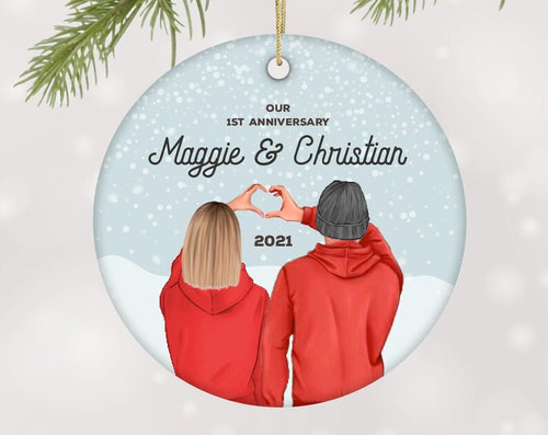1St Anniversary Christmas Ornament,First Anniversary Ornament,First Wedding Anniversary,Ornament Keepsake, Anniversary Gift,Husband & Wife
