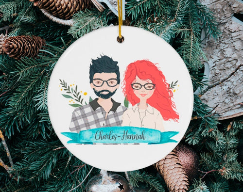 Engagement Gift  Couple Ornament, Personalized Gift Anniversary Gift For Him/Her. Gift For Couple Ornament.